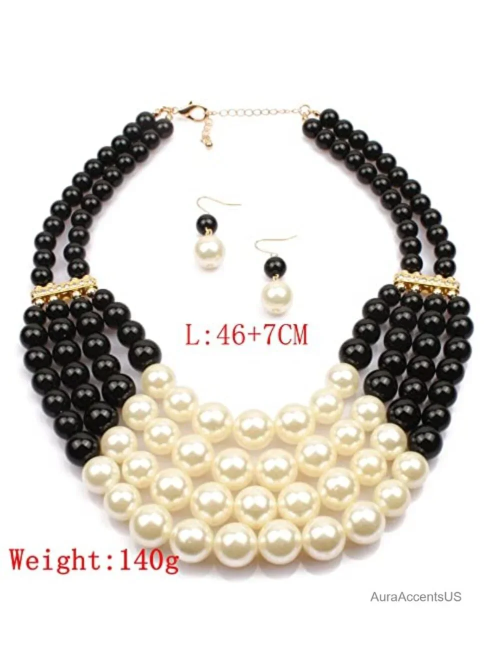 Multilayer Imitation Pearl Choker and Drop Earring Jewelry Set for Women Bridal